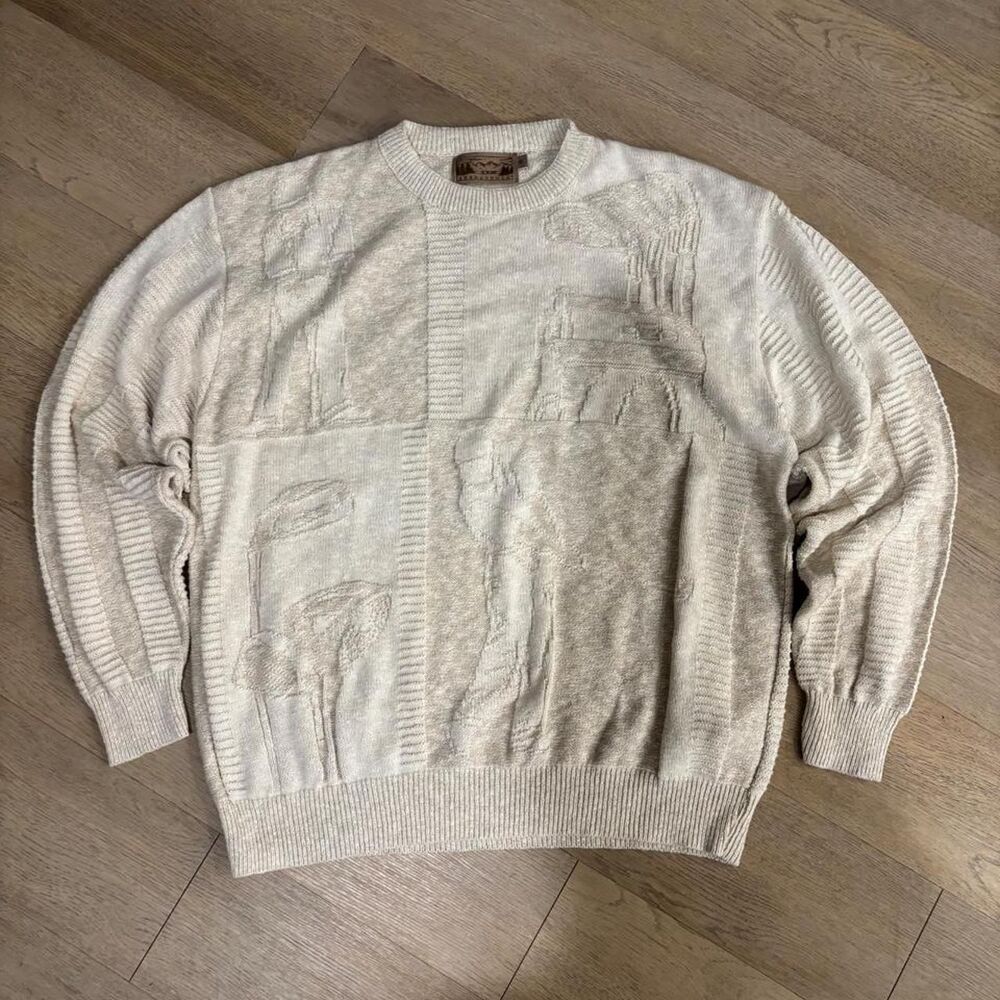 American-vintage Men's Cream and White Jumper